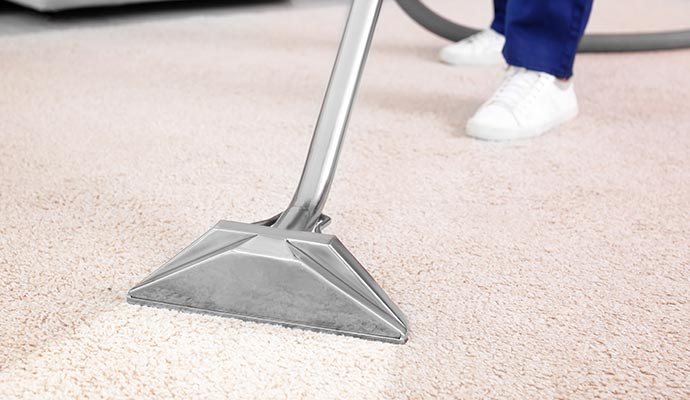 Professional carpet cleaning with a steam cleaner