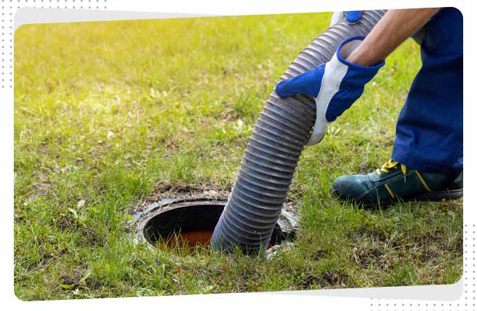 sewage cleanup with pipe