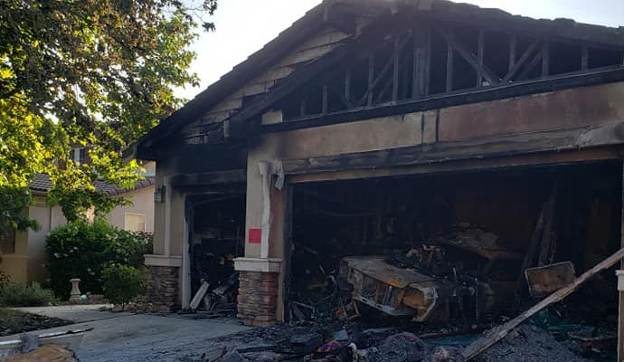 fire damaged garage