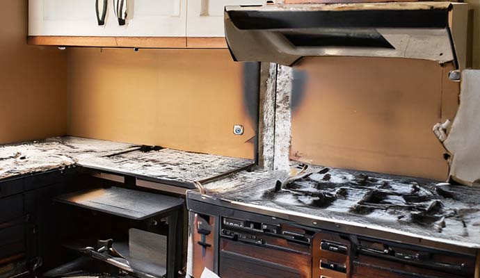 fire damaged kitchen