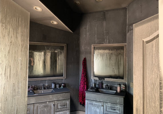 visible soot in kitchen