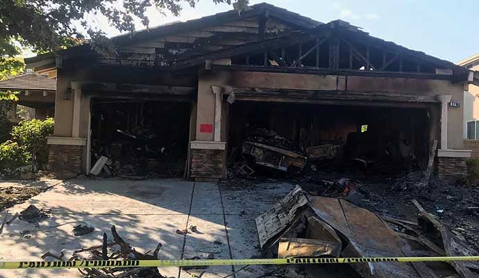 Fire damaged area