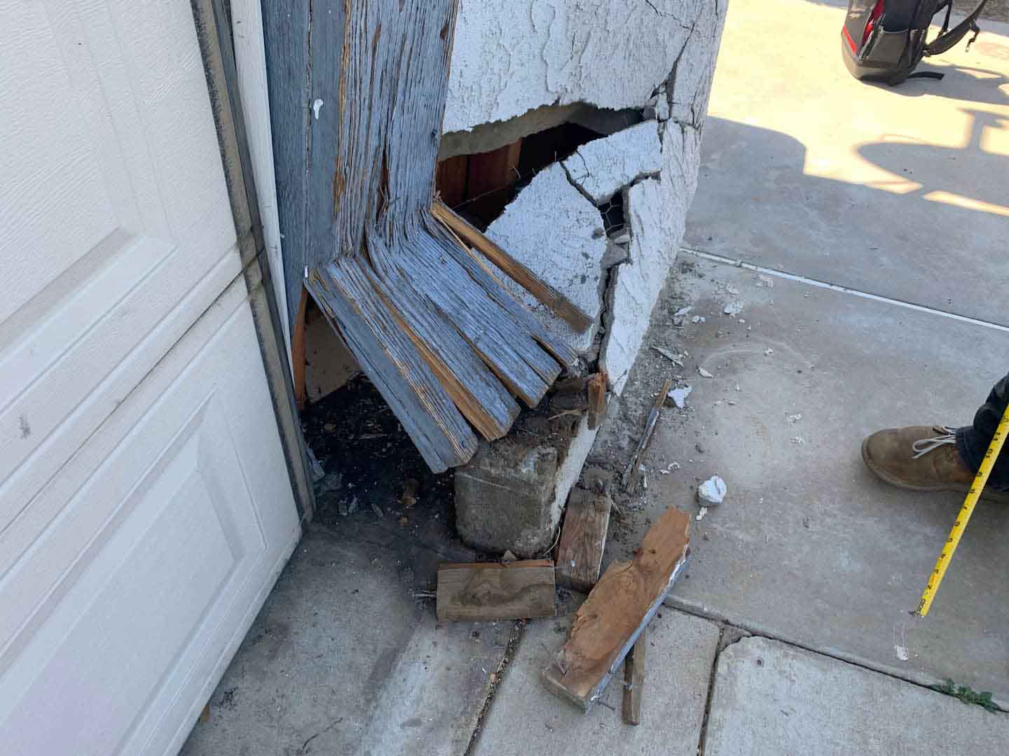 Garage damage before