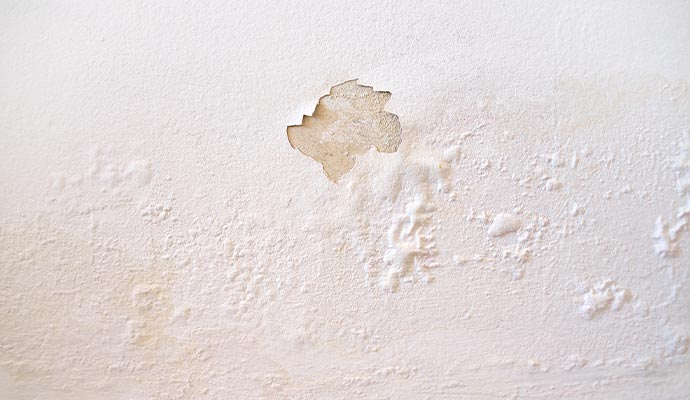 Peeling and bubbling paint on wall