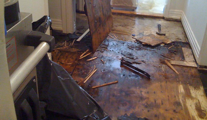 water damaged floor