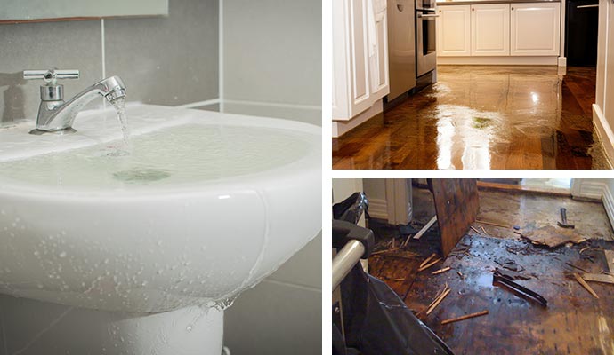 bathroom sink overflowing and flooded rooms