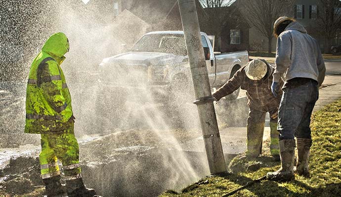 working on broken main water line