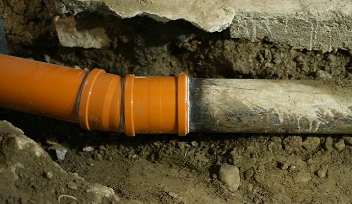 sewer pipe replaced to new one
