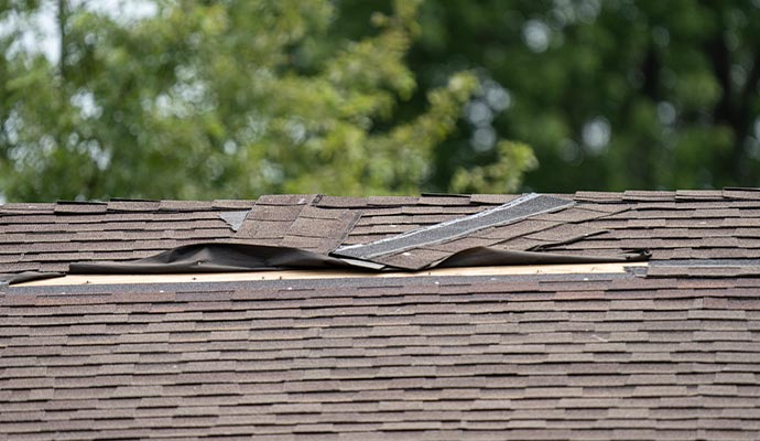 damaged roof for storm
